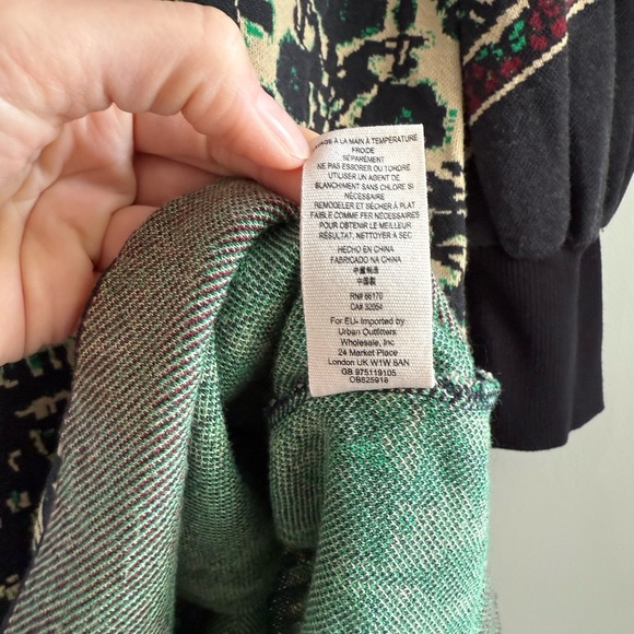 Free People Music and Lyrics Sweater Mini Dress - Black/Green - Size Medium - Picture 15 of 16